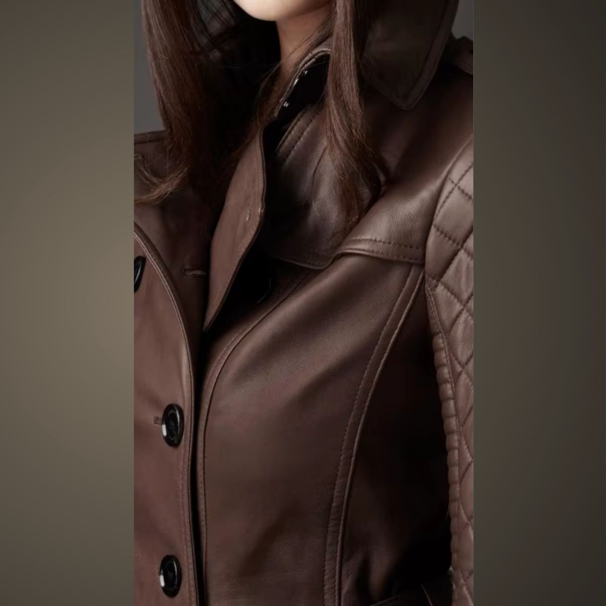 Clarisse | Trench en Cuir Véritable à Double Boutonnage pour Femme